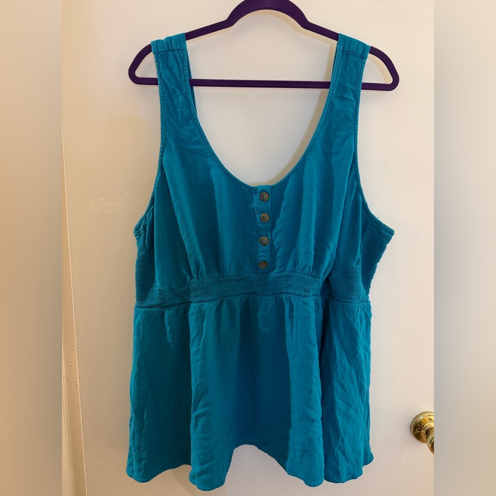 Torrid Teal Buttoned Tank Top